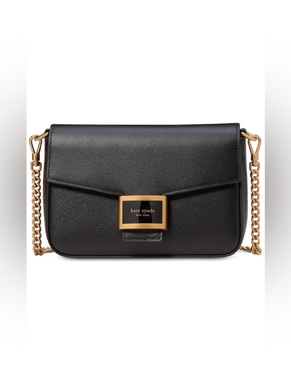 Katy Textured Leather Flap Chain Crossbody